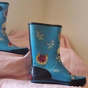 Chooka Rain Boots w/ Skull & Rose Graphics